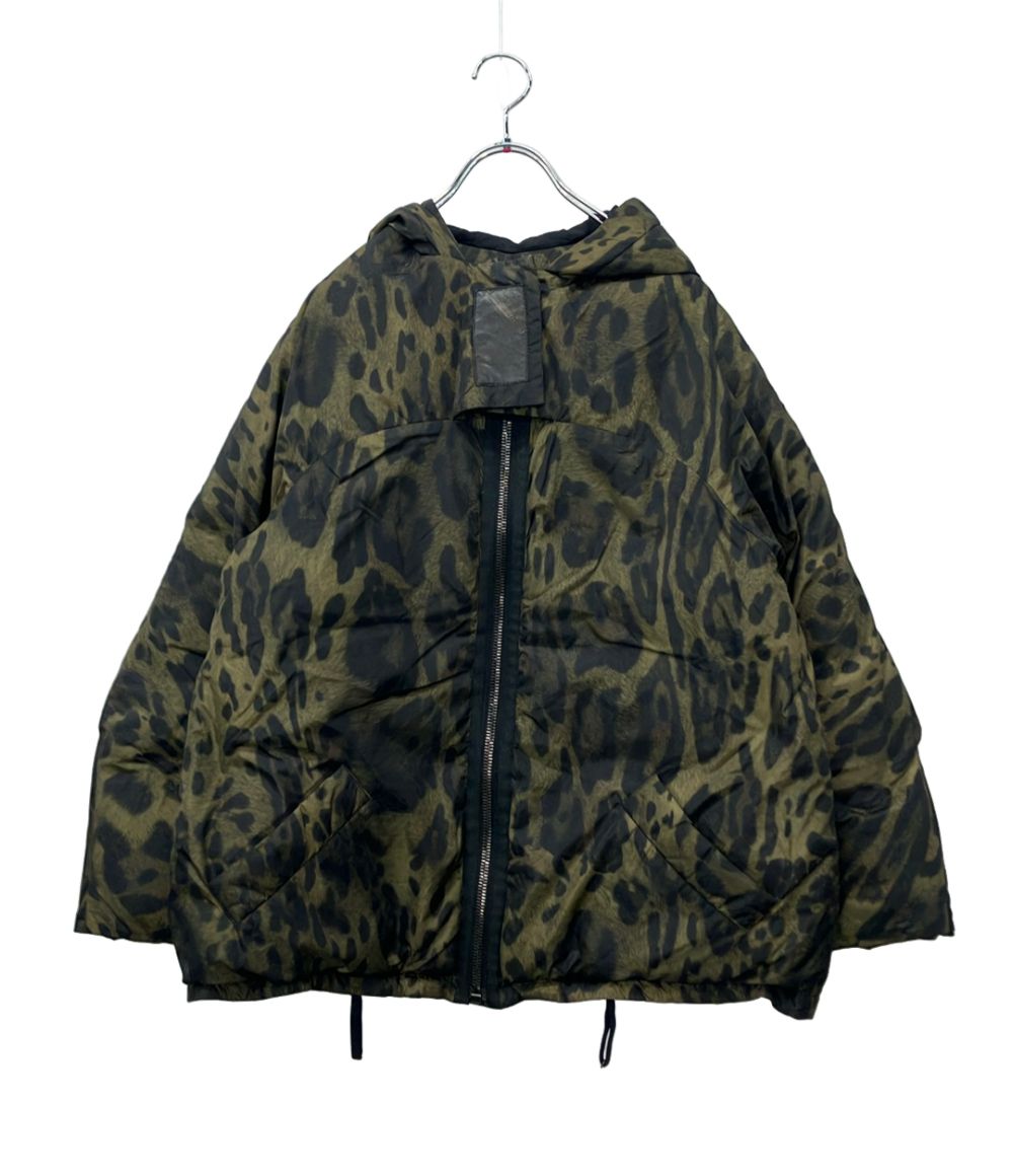 Moncler Gamme Rouge Down Jacket Leopard Print Hooded Zip Odile 0