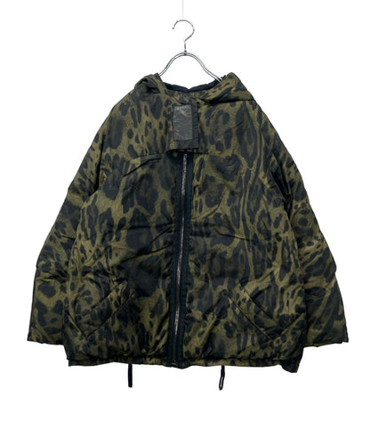 Moncler Gamme Rouge Down Jacket Leopard Print Hooded Zip Odile 0