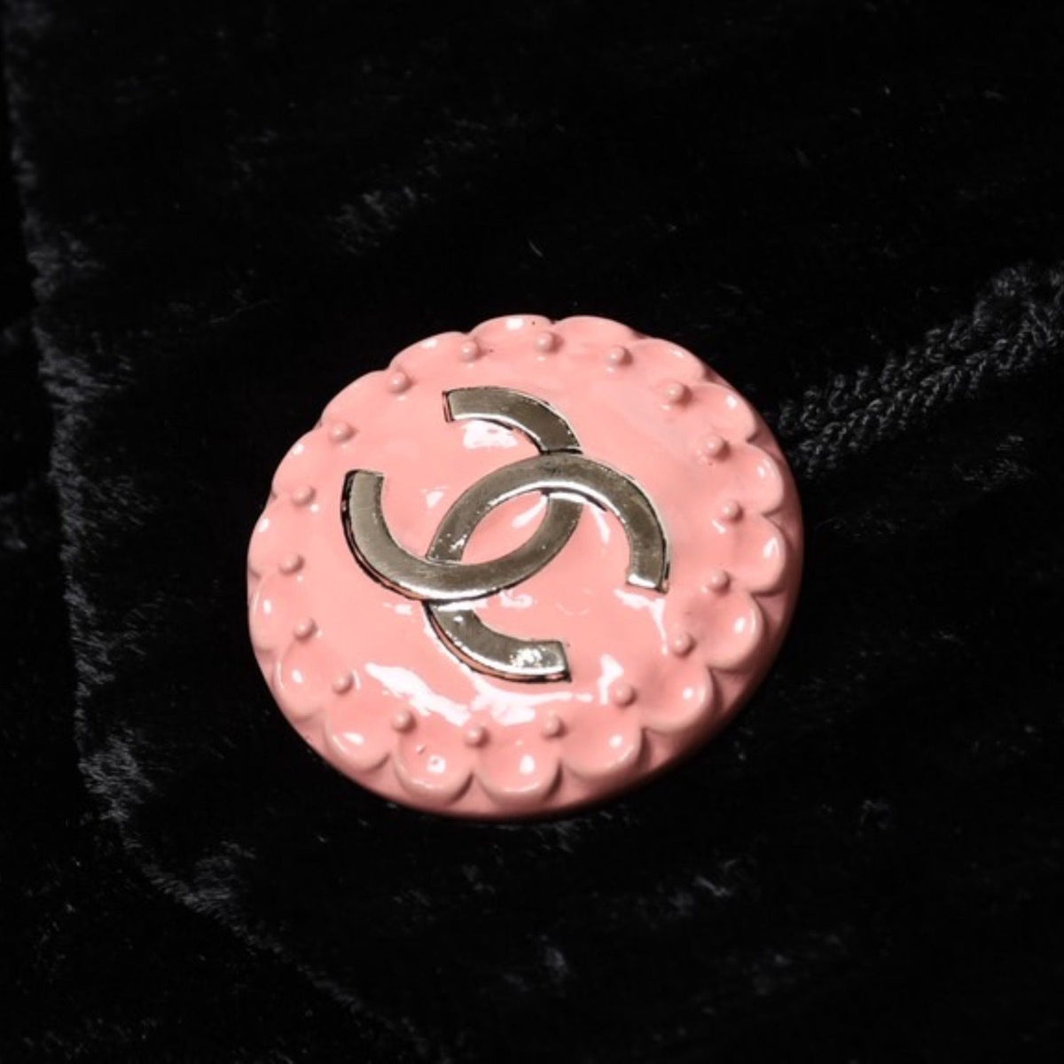 Chanel Long Coat CC Logo Corduroy Tweed Black Pink 36 — view 5
