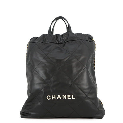 Chanel Backpack 22 Large Leather Black