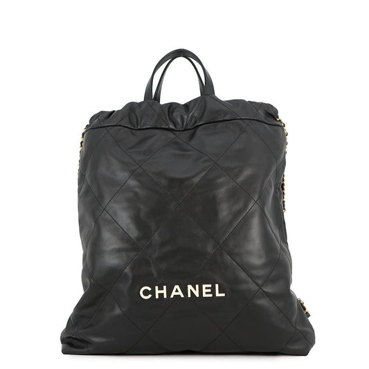 Chanel Backpack 22 Large Leather Black