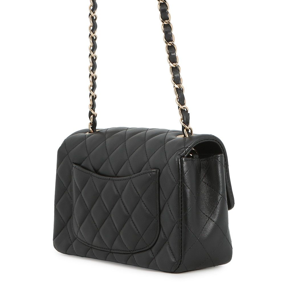 Chanel Chain Shoulder Bag Mini Quilted 20 CC Logo Lambskin Black — view 2