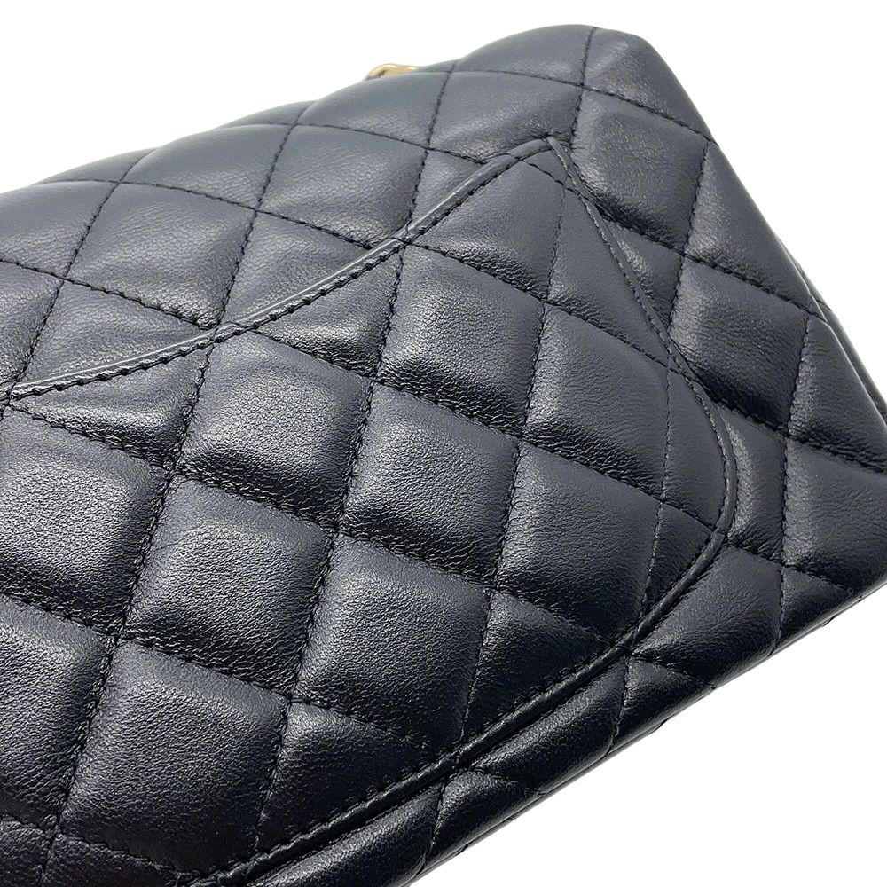 Chanel Chain Shoulder Bag Mini Quilted 20 CC Logo Lambskin Black — view 8