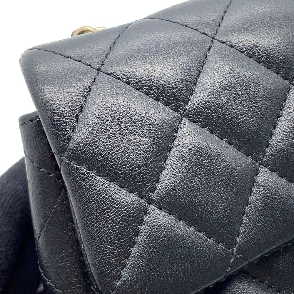 Chanel Chain Shoulder Bag Mini Quilted 20 CC Logo Lambskin Black — view 9