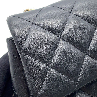 Chanel Chain Shoulder Bag Mini Quilted 20 CC Logo Lambskin Black — view 9
