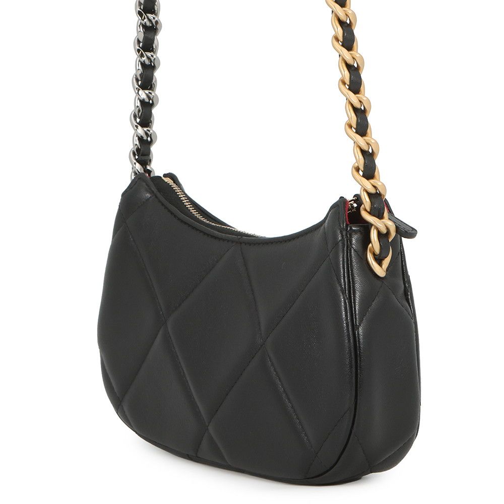 Chanel Chain Shoulder Bag 19 Quilted Small Hobo Lambskin Black — view 2
