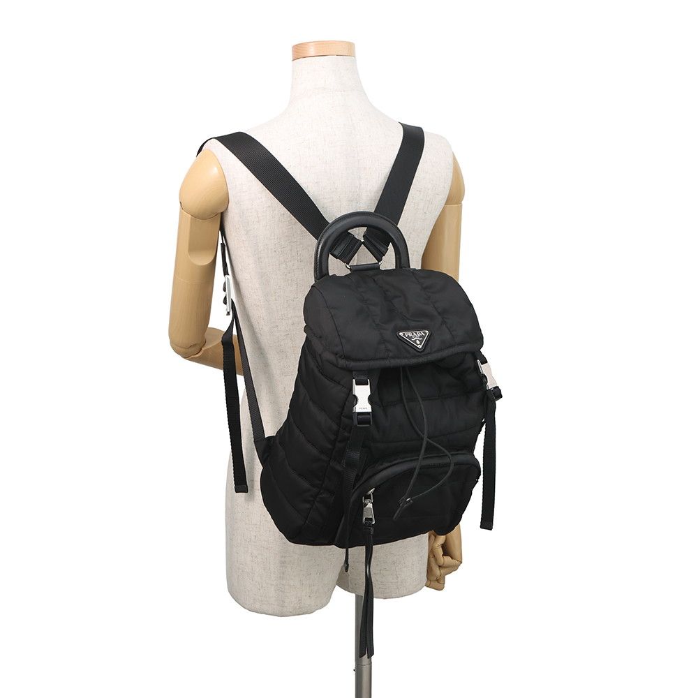 Prada Quilted Backpack Nylon Sac Black — view 4