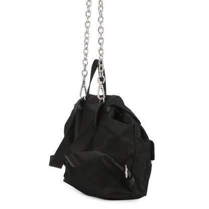 Prada Chain Shoulder Bag Triangle Logo Mini Backpack Black — view 2