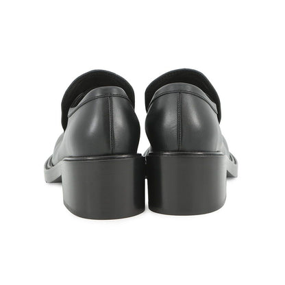 Chanel Loafers CC Logo Leather 37.5 Shoes Black — view 3