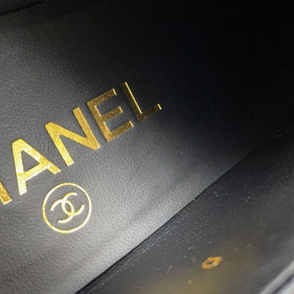 Chanel Loafers CC Logo Leather 37.5 Shoes Black — view 7