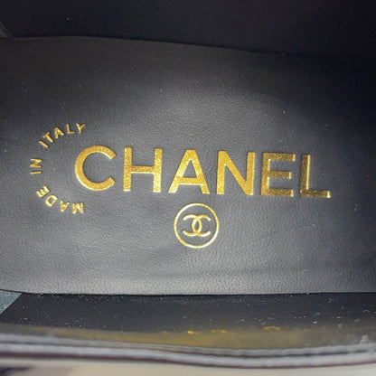 Chanel Loafers CC Logo Leather 37.5 Shoes Black — view 9