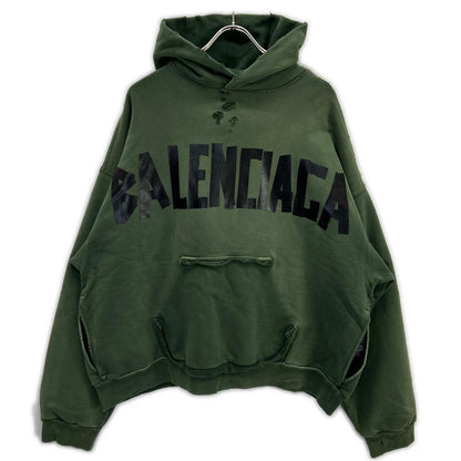 Balenciaga Khaki Tape Type Ripped Pocket Hoodie