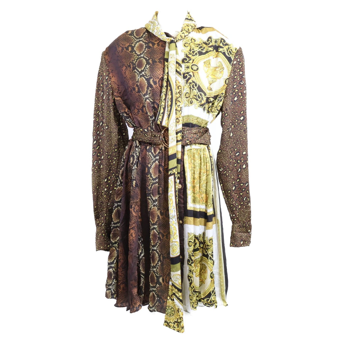 Versace Gianni Medusa Button Animal Baroque Bow Tie Dress
