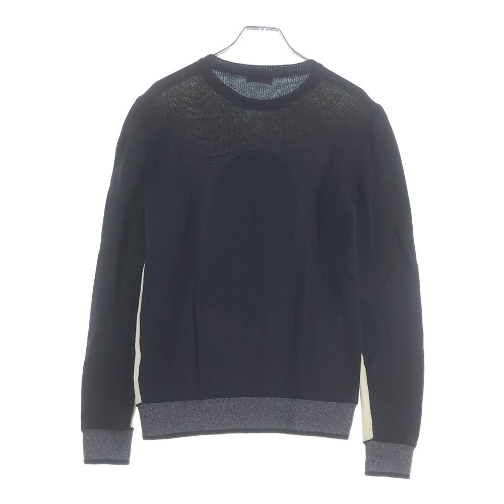 Moncler Logo Jacquard Crew Neck Long Sleeve Pullover Sweater White Black — view 2