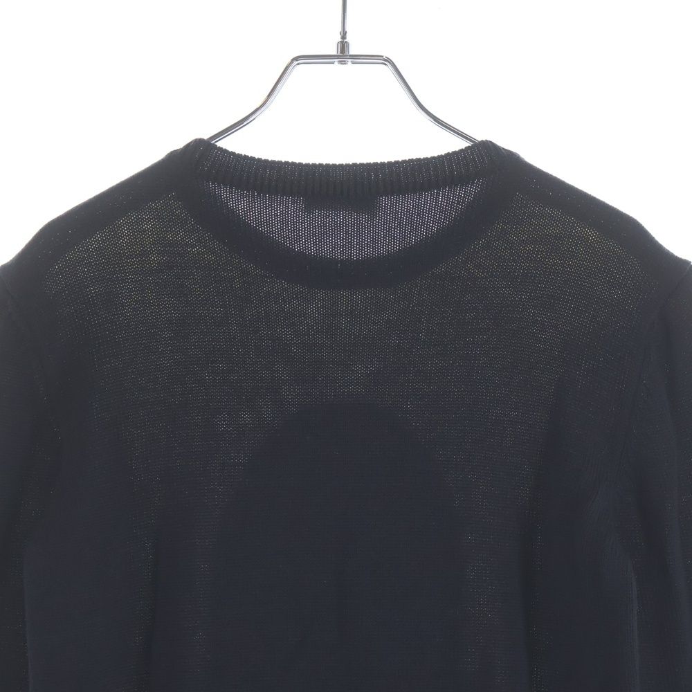 Moncler Logo Jacquard Crew Neck Long Sleeve Pullover Sweater White Black — view 4