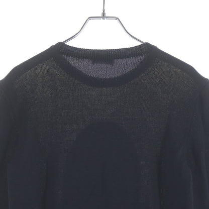 Moncler Logo Jacquard Crew Neck Long Sleeve Pullover Sweater White Black — view 4