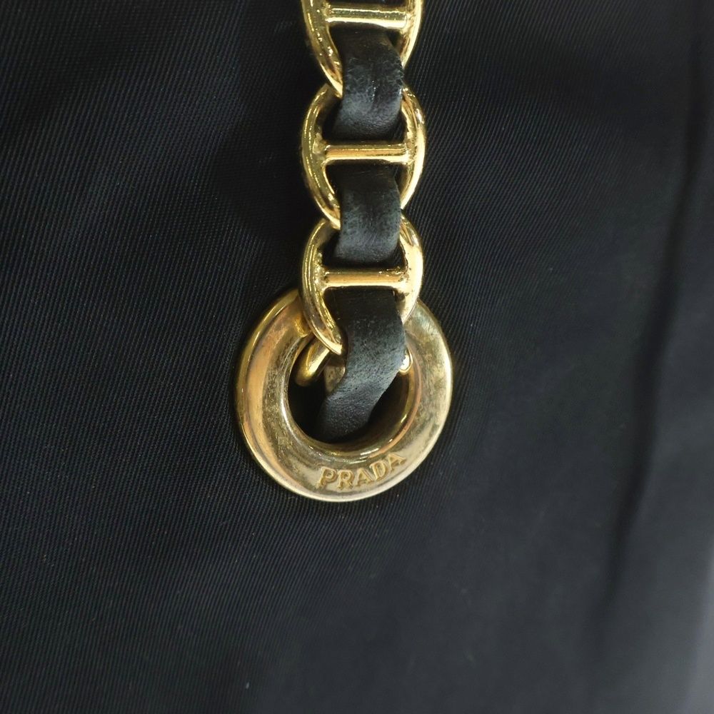 Prada Chain Tote Black Tessuto Gold — view 5