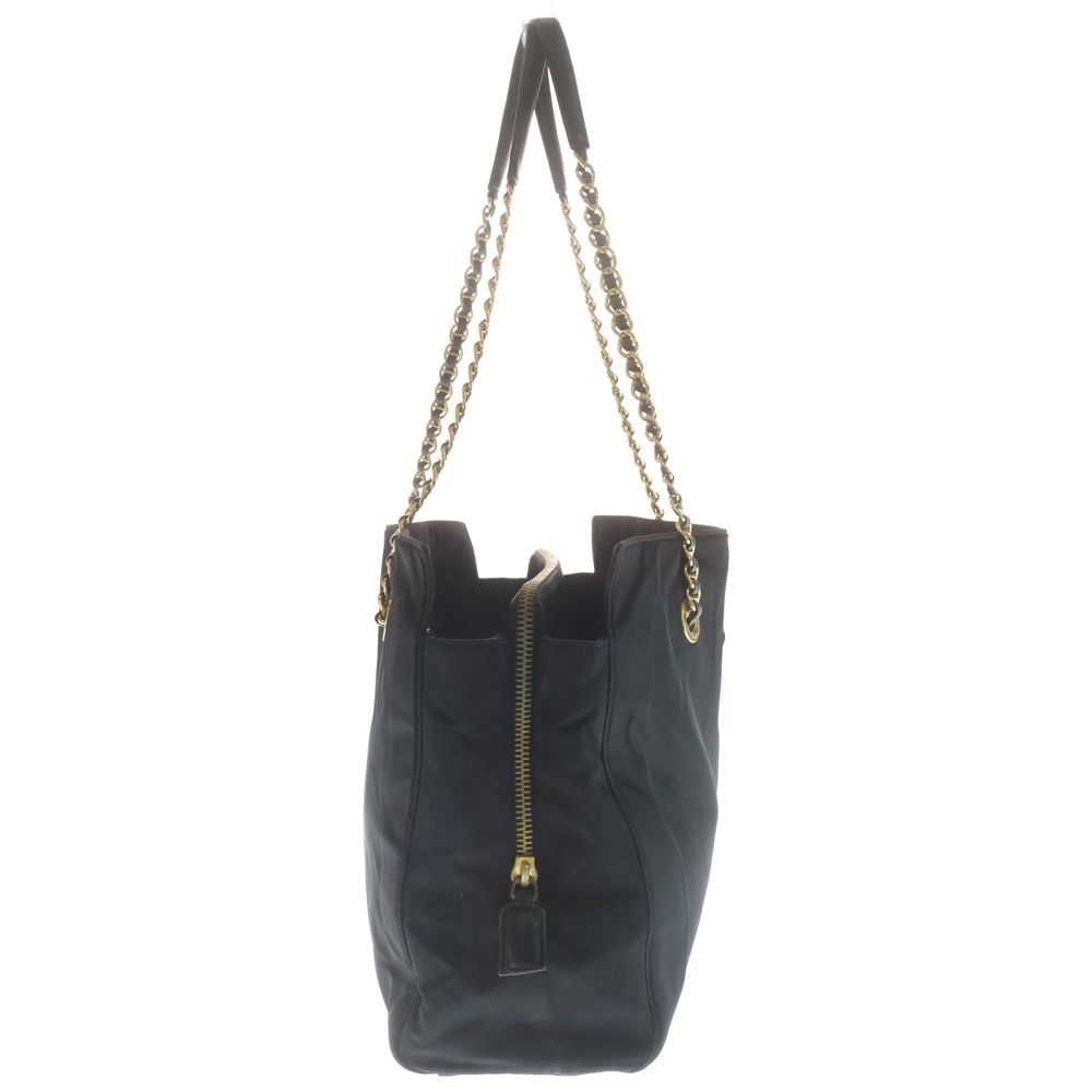 Prada Chain Tote Black Tessuto Gold — view 3