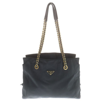 Prada Chain Tote Black Tessuto Gold
