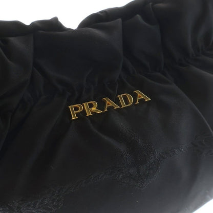 Prada Ribbon Shoulder Bag Black Nylon Leather Gold — view 5