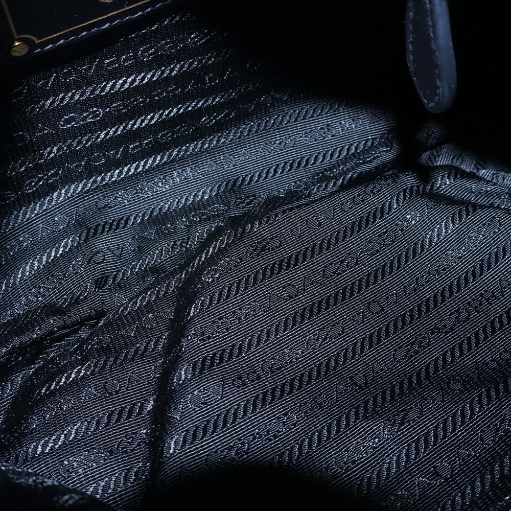 Prada Ribbon Shoulder Bag Black Nylon Leather Gold — view 4