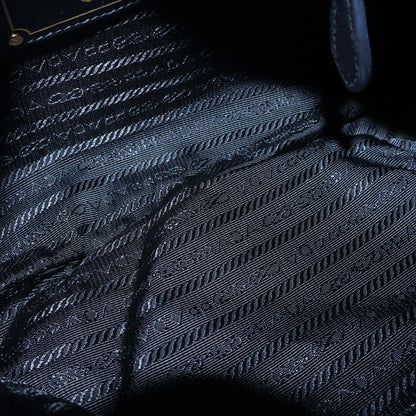 Prada Ribbon Shoulder Bag Black Nylon Leather Gold — view 4