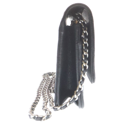 Chanel CC Logo Chain Shoulder Bag Wallet Black Caviar Leather Silver — view 3