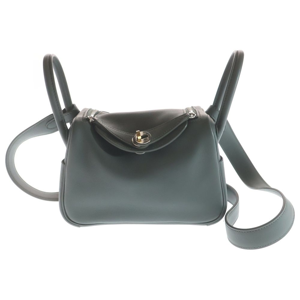 Hermes Lindy Mini Vert Mangrove Swift 2-Way Bag Electrum