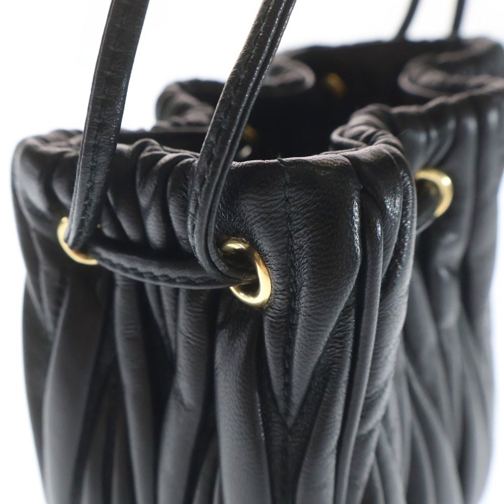 Miu Miu Matelasse Bucket Mini Bag Black Nappa Leather Gold — view 5