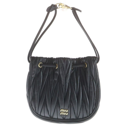 Miu Miu Matelasse Bucket Mini Bag Black Nappa Leather Gold