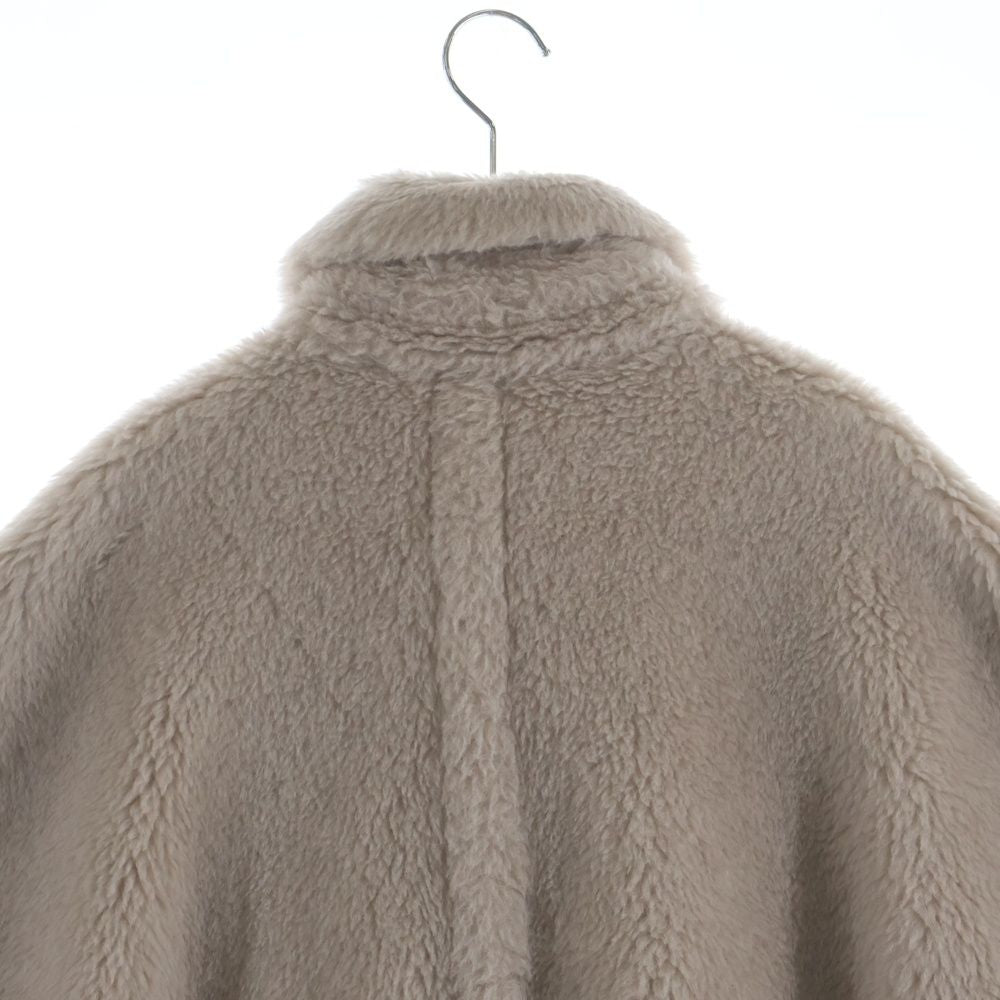 Max Mara Teddy Bear Boa Double Breasted Poncho Cape Beige — view 4