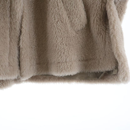 Max Mara Teddy Bear Boa Double Breasted Poncho Cape Beige — view 7