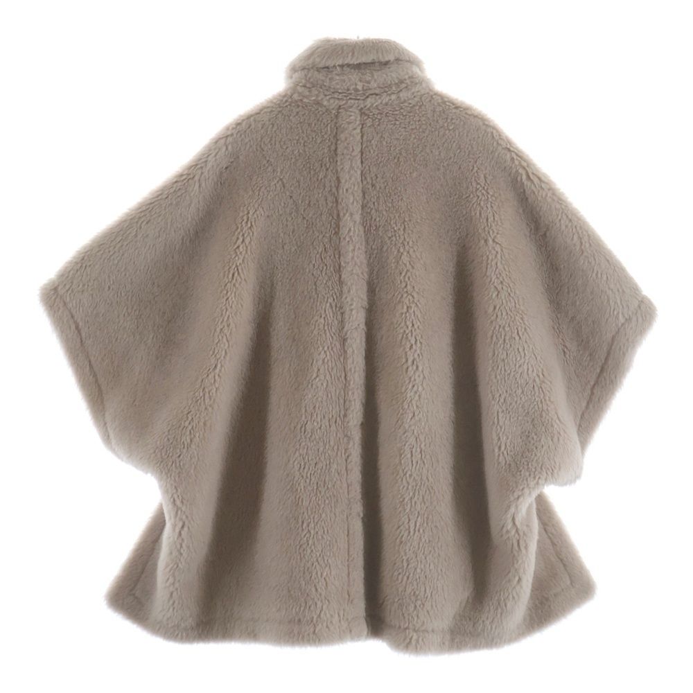 Max Mara Teddy Bear Boa Double Breasted Poncho Cape Beige — view 2