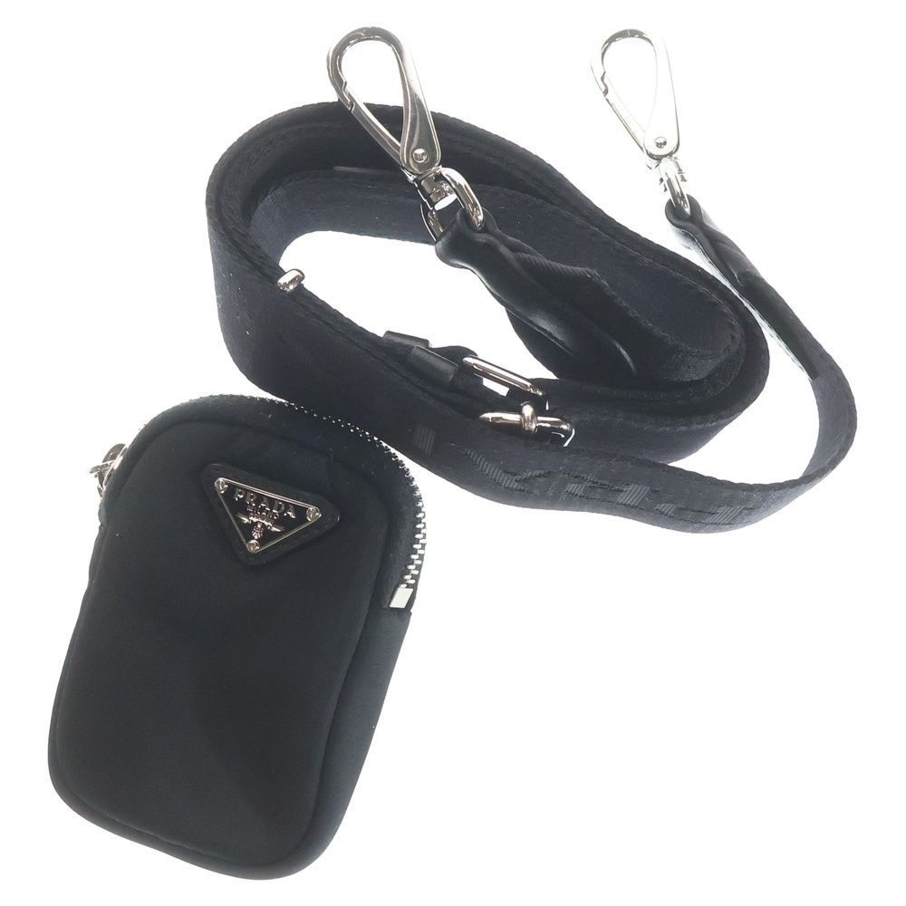 Prada Ri Nylon Midi Ampadet 2-Way Shoulder Bag Black Leather Silver — view 6