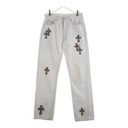 Chrome Hearts Vntg Jean Wht Red Tab Washed Pants with Cross Patch