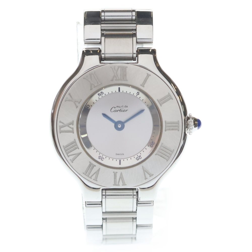 Cartier Must 21 Silver Dial SS Quartz Stainless Steel Watch