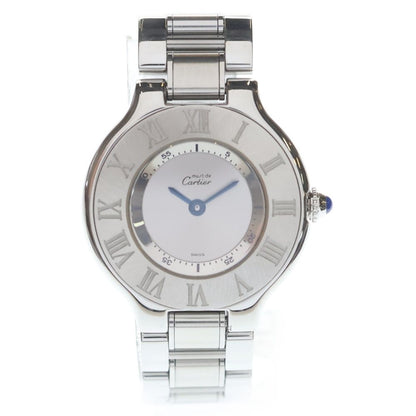 Cartier Must 21 Silver Dial SS Quartz Stainless Steel Watch