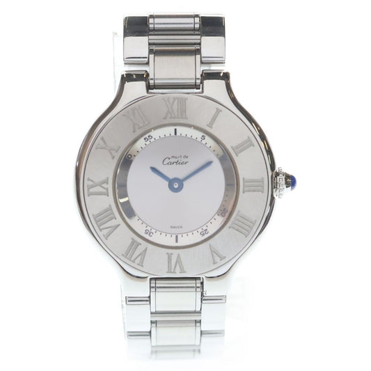 Cartier Must 21 Silver Dial SS Quartz Stainless Steel Watch