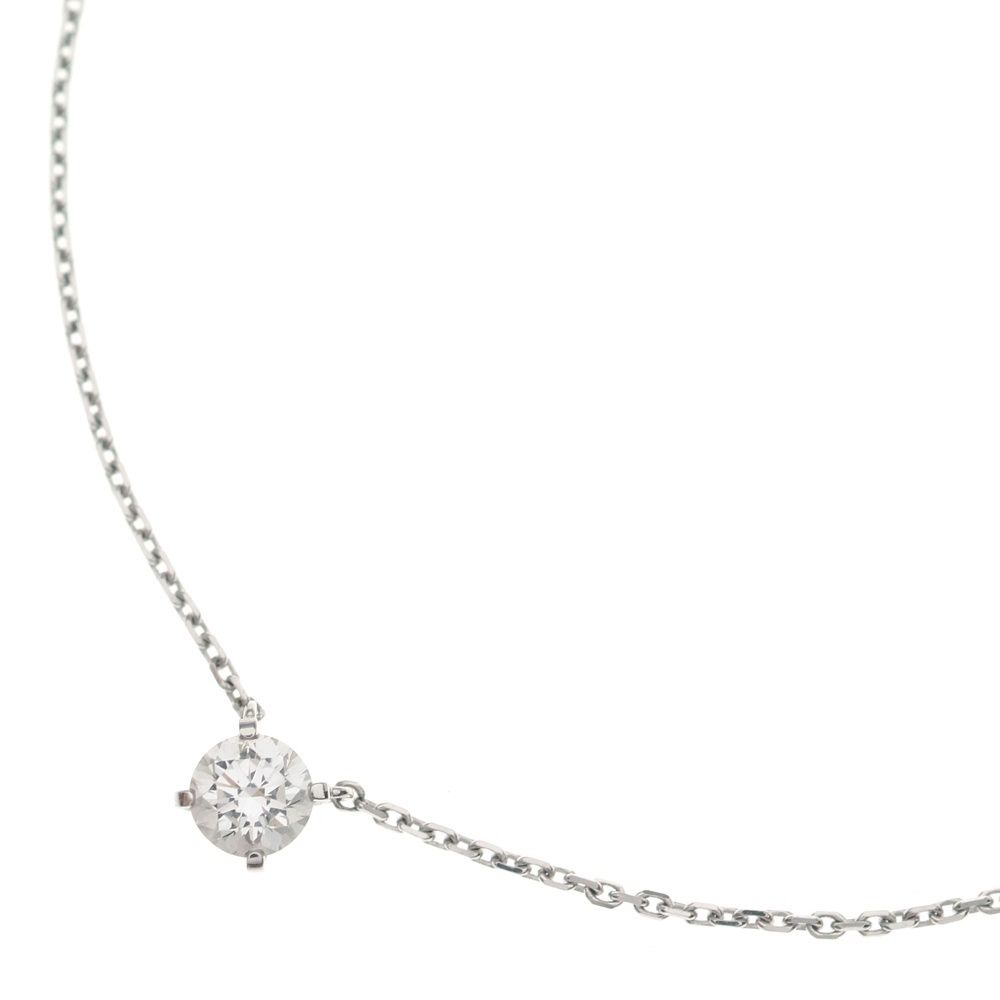 Cartier Solitaire Diamond Necklace Pendant Chain Silver