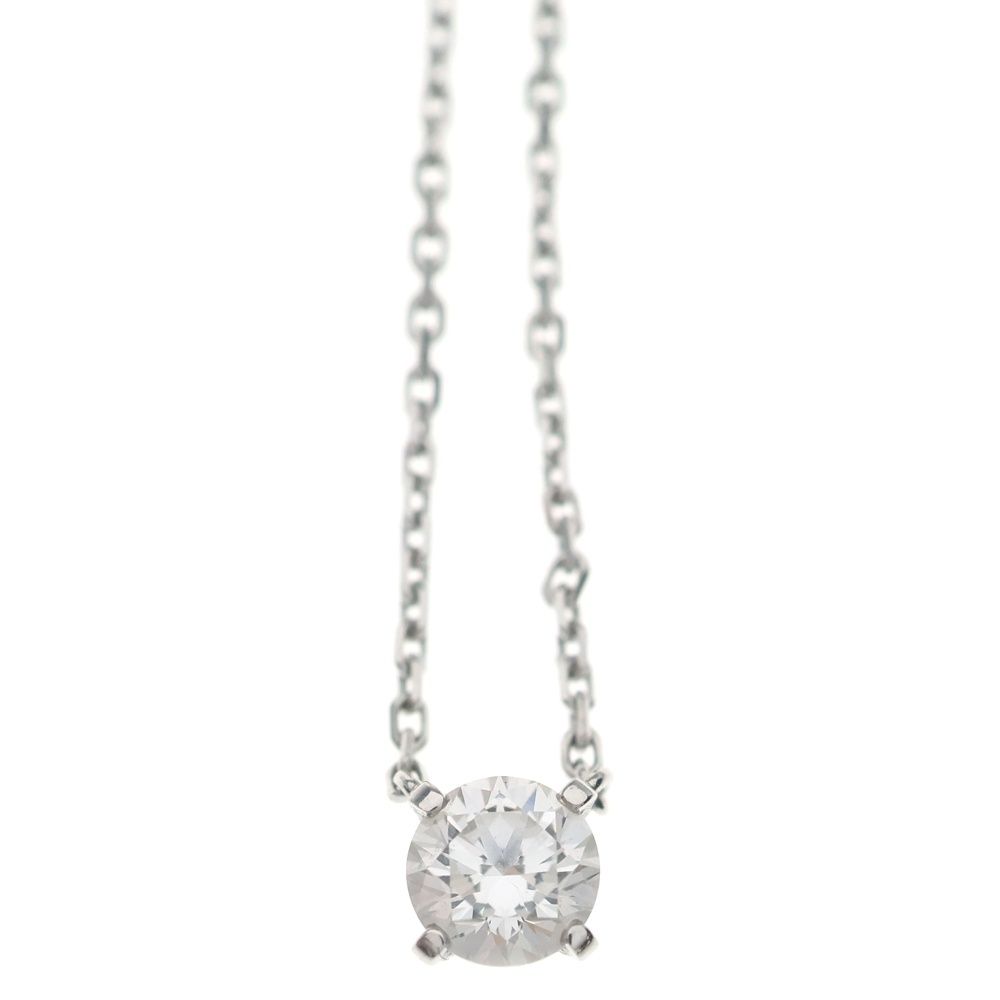 Cartier Solitaire Diamond Necklace Pendant Chain Silver — view 3