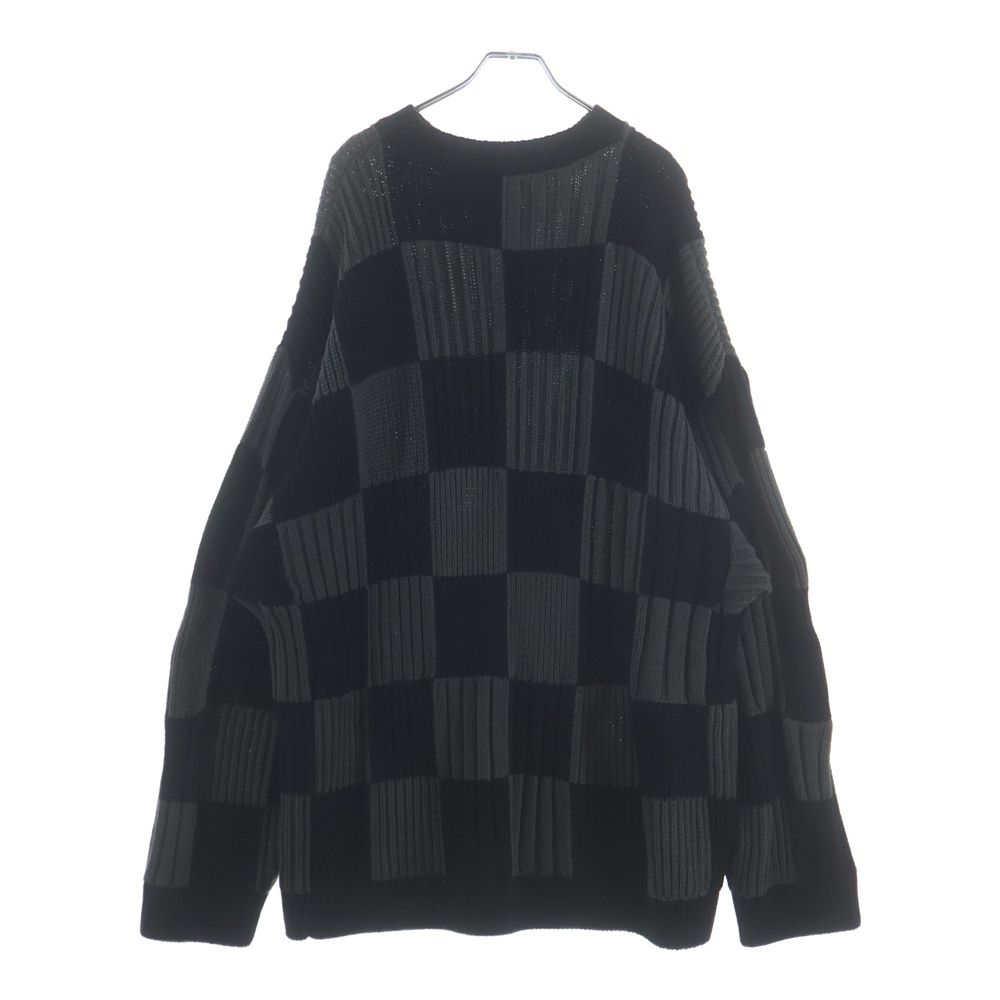 Balenciaga Check Cotton Knit Sweater Black Gray — view 2
