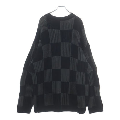 Balenciaga Check Cotton Knit Sweater Black Gray — view 2