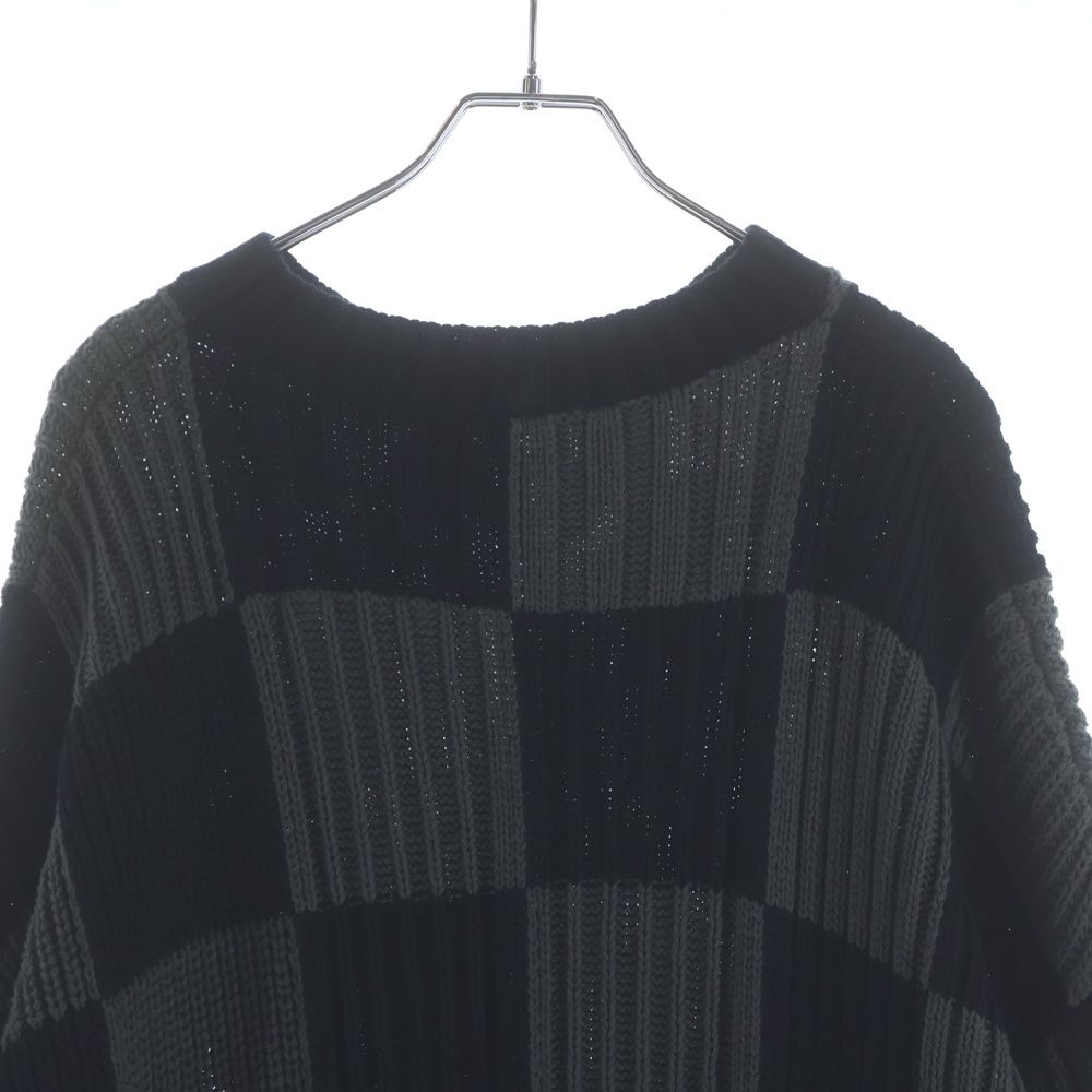 Balenciaga Check Cotton Knit Sweater Black Gray — view 4