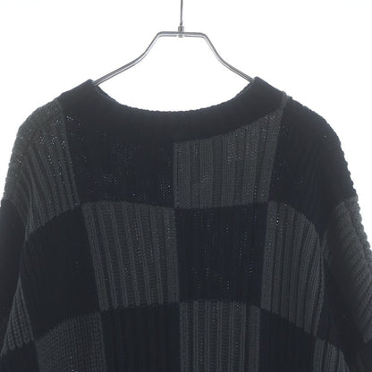 Balenciaga Check Cotton Knit Sweater Black Gray — view 4