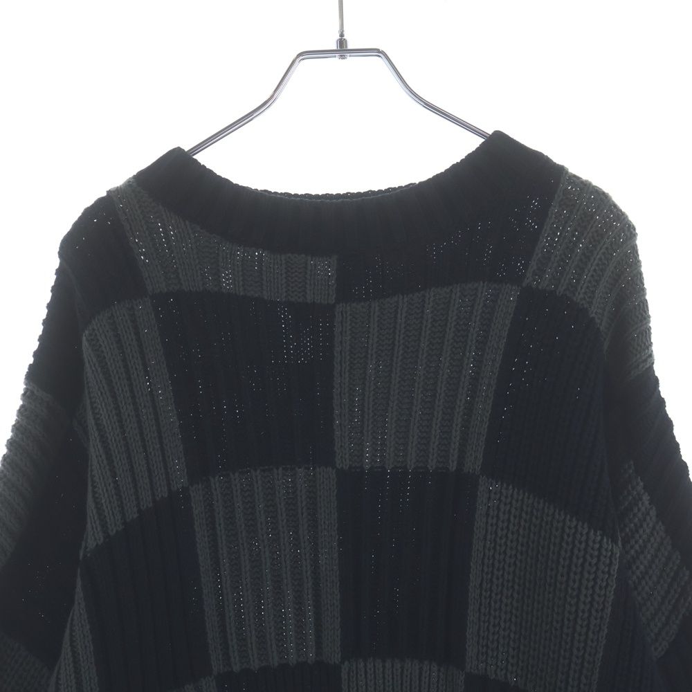 Balenciaga Check Cotton Knit Sweater Black Gray — view 3
