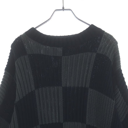Balenciaga Check Cotton Knit Sweater Black Gray — view 3