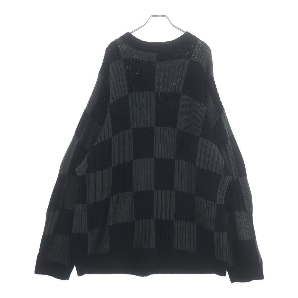 Balenciaga Check Cotton Knit Sweater Black Gray