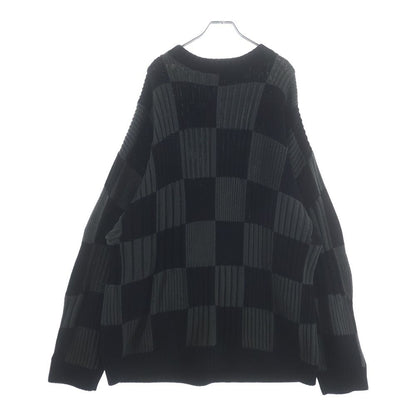 Balenciaga Check Cotton Knit Sweater Black Gray