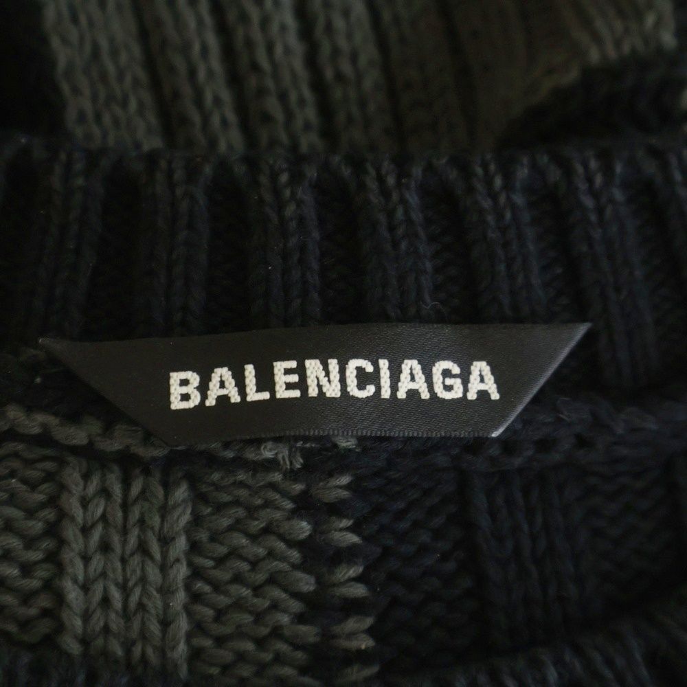 Balenciaga Check Cotton Knit Sweater Black Gray — view 6