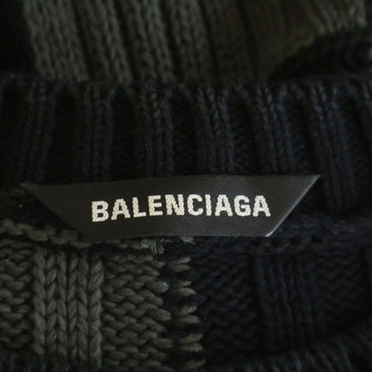 Balenciaga Check Cotton Knit Sweater Black Gray — view 6